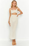 Zuri Beige Crochet Knit Maxi Dress