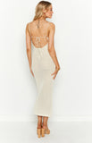 Zuri Beige Crochet Knit Maxi Dress