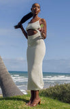 Zuri Beige Crochet Knit Maxi Dress