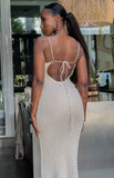 Zuri Beige Crochet Knit Maxi Dress