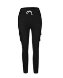 Pantalones casuales con cordones y múltiples bolsillos para mujer 